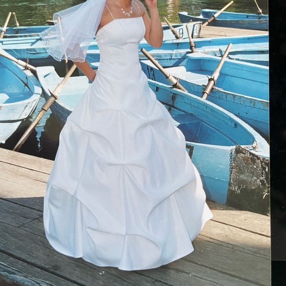 WEDDING DRESS - CUSTOM MADE in Europe - pure white taffeta - Picture 4 of 7